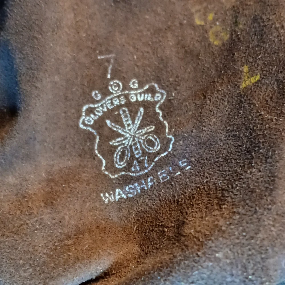 Almondized BEAUTYSKIN, brown leather‎ gloves. Women's Sz.7(S).Vintage